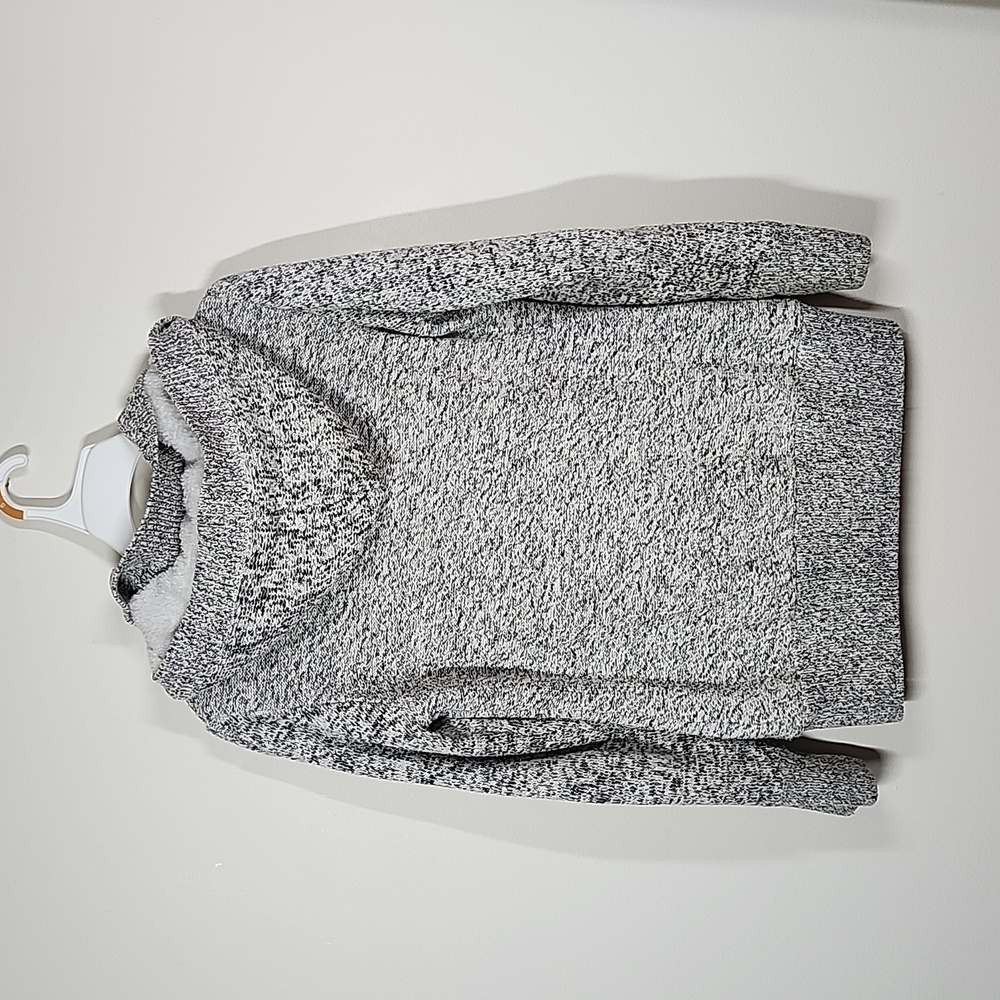 Sherpa lined heathered chunky knit hooded sweater toggle closure Womens medium. - Picture 9 of 9